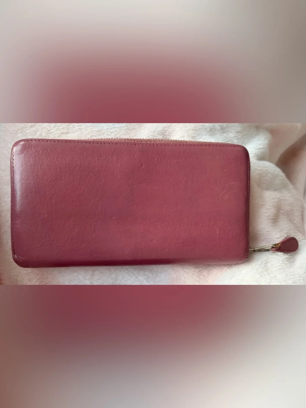 Balenciaga authentic Paris Leather Wallet and Key Case Set Mauve Pink